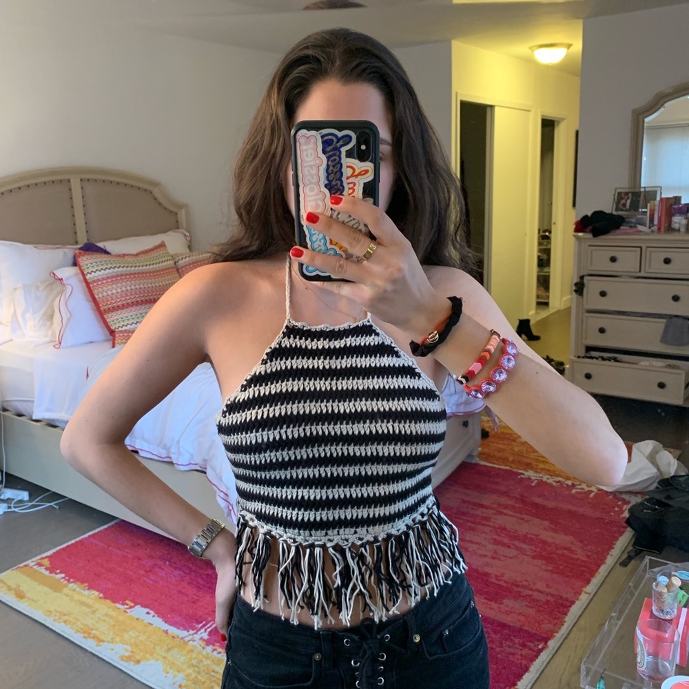Sexy Fringe Halter Crop Top